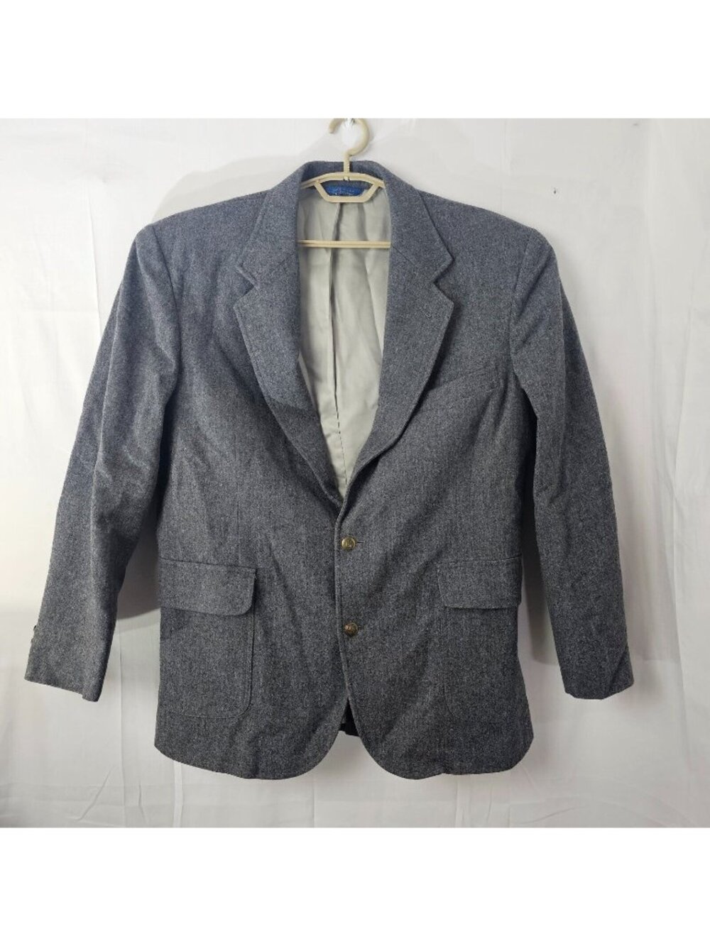 Vintage Pendleton Blazer Mens 44L Wool Sport Coat Gray Pockets 2 Buttons USA
